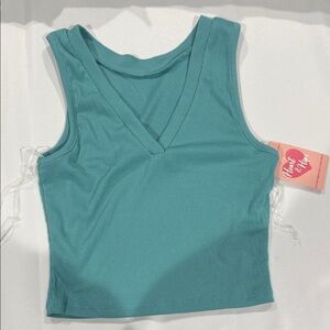 Heart Hips Teal V-Neck Tank Top